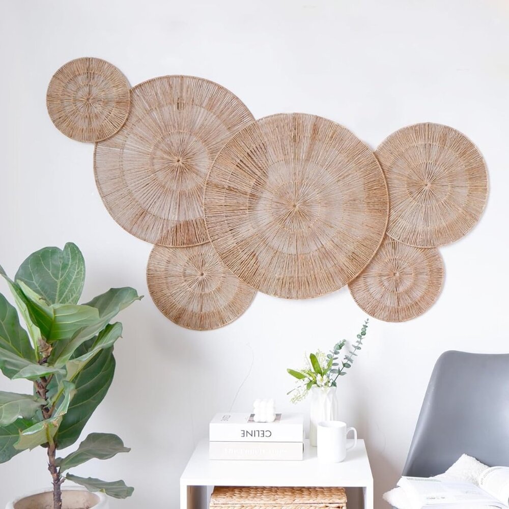 Woven Jute Wall Plates Set of 6pcs